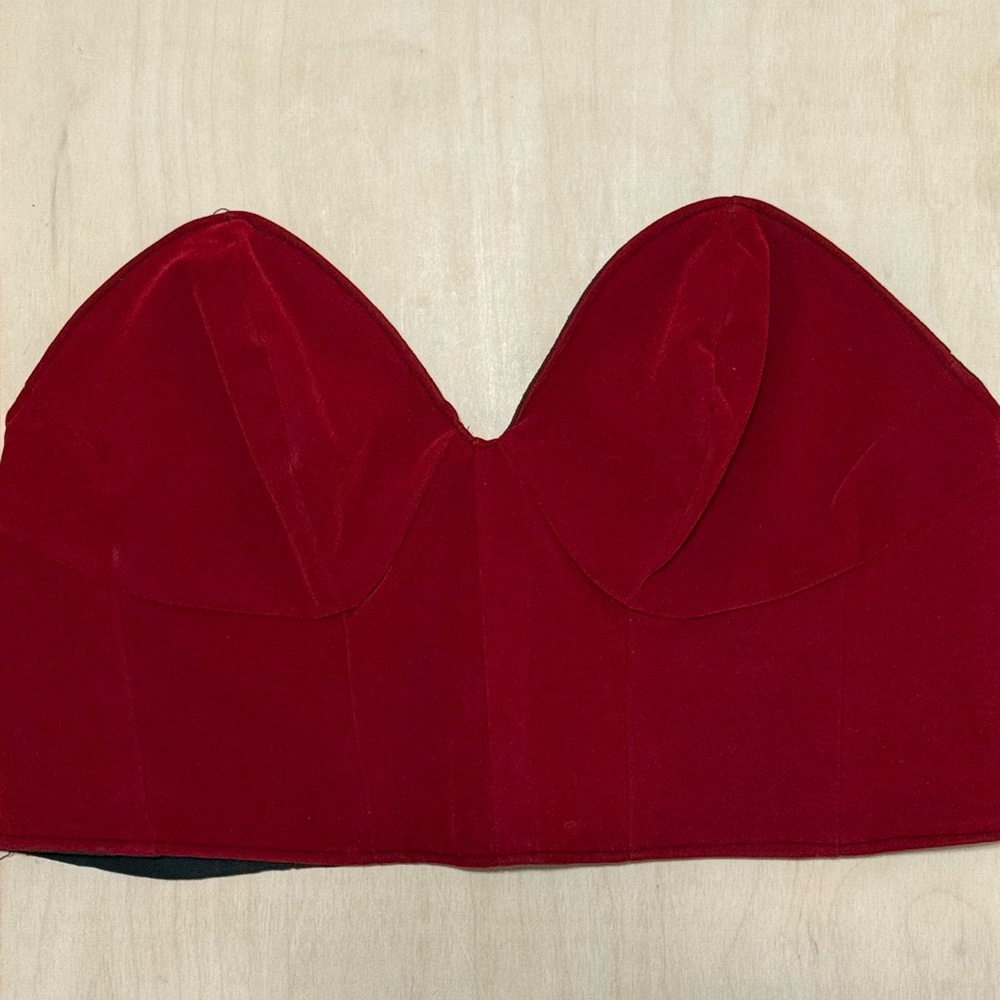 Handmade vintage red Strapless Bustier Top